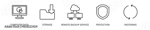 Backup Line Icon Set For Web Banner. Vector Illustration Concept With Some Icons. Designed In Line Style