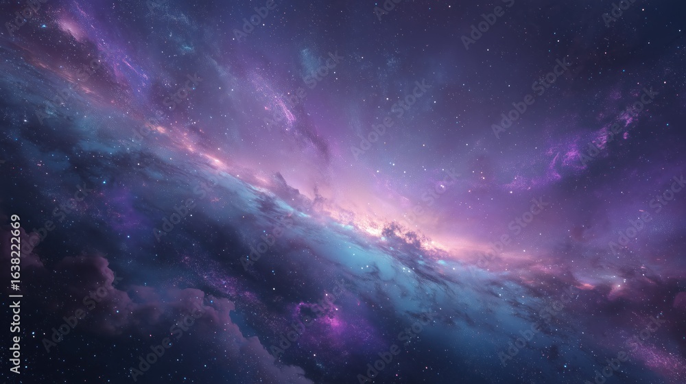 Fototapeta premium Vibrant Cosmic Nebula with Stars and Clouds - Ideal for Space-themed Projects