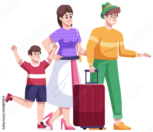 Family going on Vacation Illustration