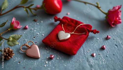 Wallpaper Mural minimalist red velvet jewelry pouch, valentine's gift, no people, no text, no logo Torontodigital.ca