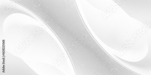 Abstract background featuring soft, overlapping curves in a monochromatic palette of white and gray, with a faint glitter effect.