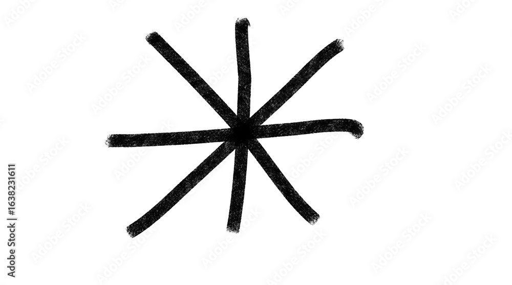 Black hand-drawn asterisk starburst Black hand-drawn asterisk starburst