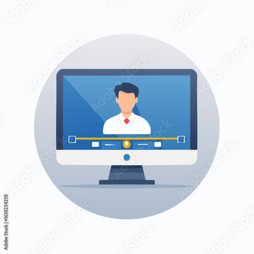 icône visioconférence, vidéo, communication, messagerie instantanée, entreprise
