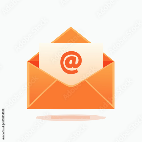 Enveloppe orange, concept courrier, mail