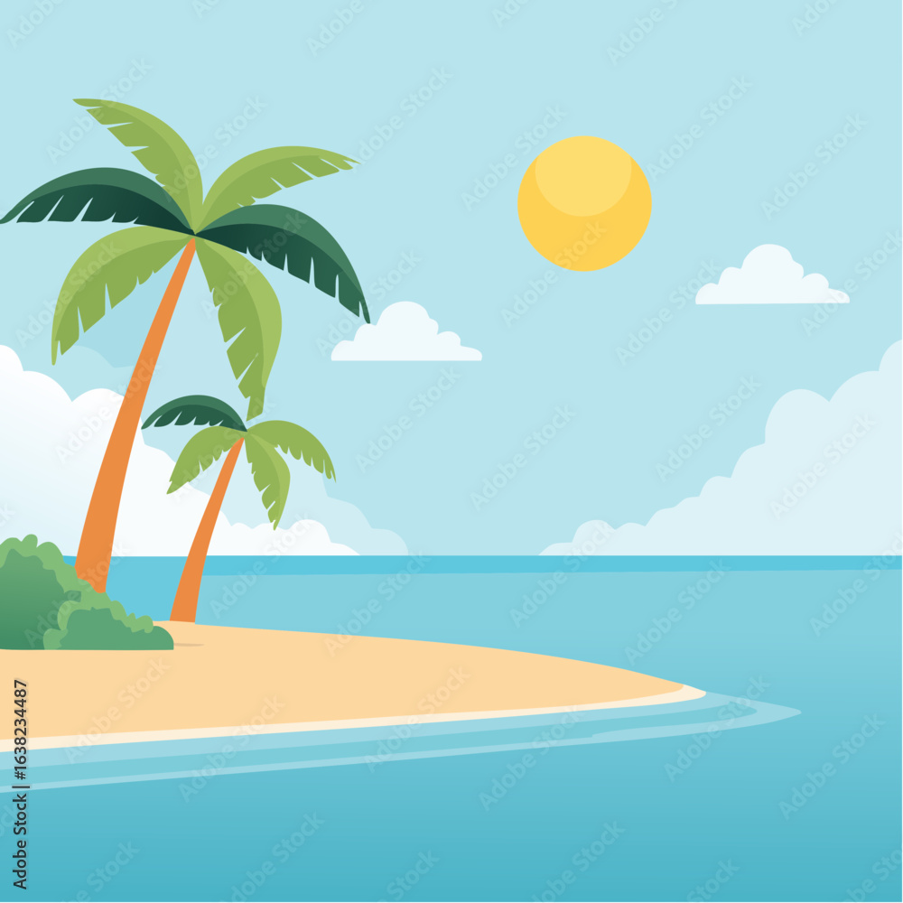 Obraz premium île tropicale, palmiers, soleil, sable, océan