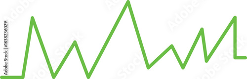 Green line graph showing fluctuating peaks and valleys on white chart data