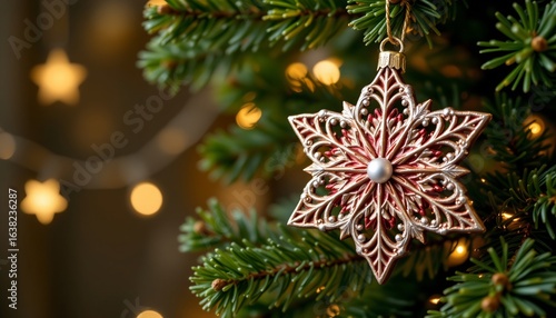 Wallpaper Mural ornate star ornament on pine branch, christmas, no people, no text, no logo Torontodigital.ca