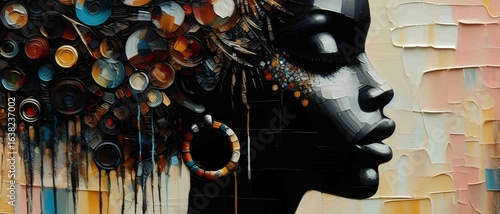 ethnic woman art. asian or african woman painting portrait