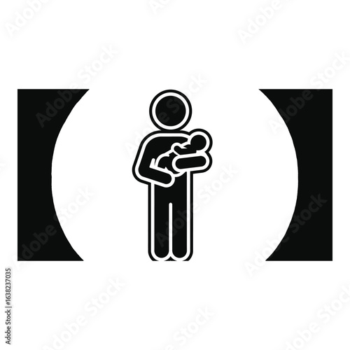 Father holding newborn baby silhouette icon graphic design vector illustration representing family bonding and parental love in a modern minimalistic style