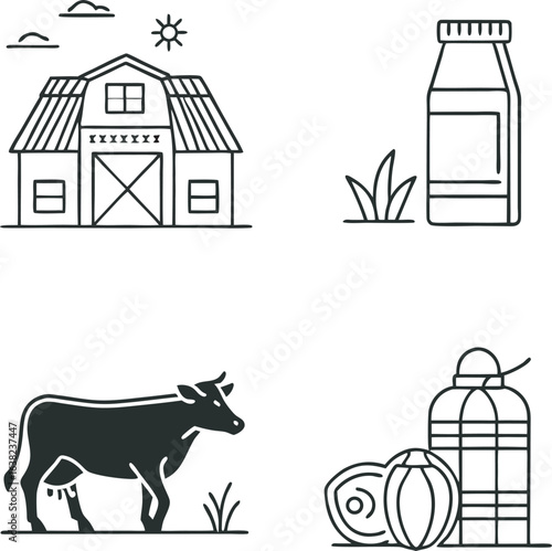 Icon of house cow and tree and other.eps