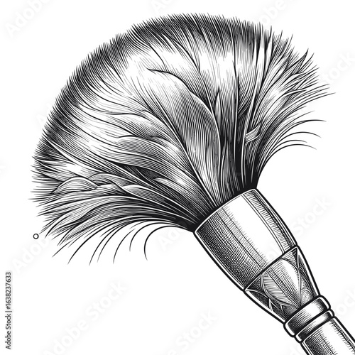 Artistic shaving brush with soft bristles on white background