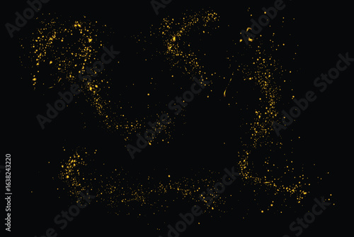 Luxury gold glitter background collection. Isolated set of splatter glowing light effect confetti gold glitter illustration
