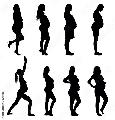 Silhouette of Pregnant Woman Set - Maternity and Motherhood Vector Collection