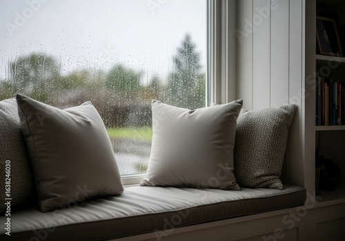 A Cozy Reading Nook with a Rain-Streaked Window - The Perfect Rainy Day Retreat
