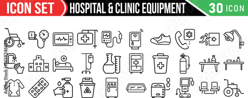 Healthcare and Medical Line Icons. Editable Stroke Vector Icons Collection.