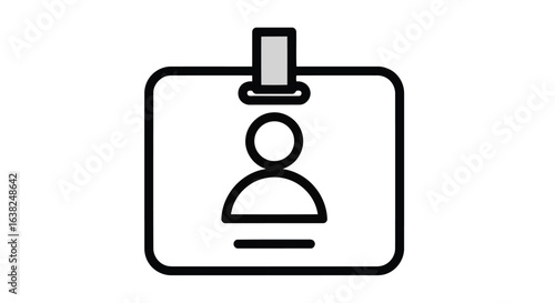 Vector illustration of identification badge with a person icon isolated on white background