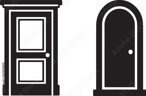 black and white door