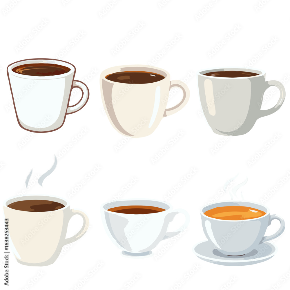Obraz premium Tea / Coffee Vector Set - Simple, Iconical Mug Designs 