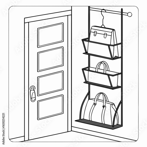 Door hanging organizer with bags and luggage door organizer