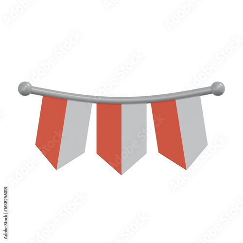 3d flag ornament of indonesian flag in red and white color