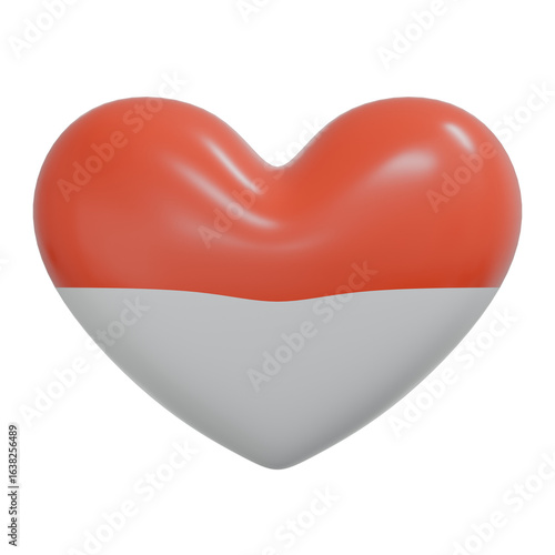 3D red and white heart-shaped balloons with golden strings, perfect for Indonesian Independence Day, celebrations, weddings, and romantic festive decor.