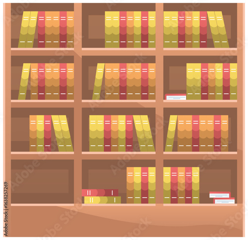 vector illustration bookshelf in library