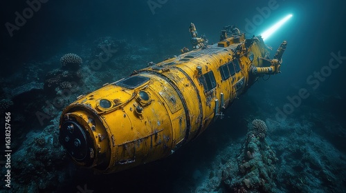 Yellow submarine wreck underwater