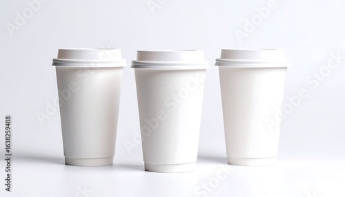 Wallpaper Mural Three blank disposable coffee cups Torontodigital.ca