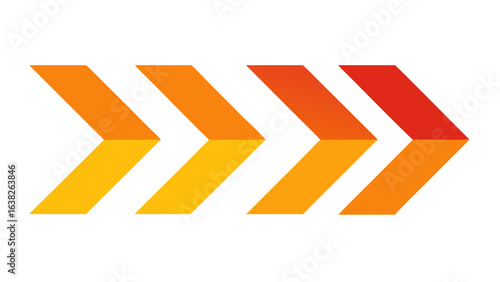 Arrow direction forward orange red gradient progress next right chevron sign symbol graphic element vector 100