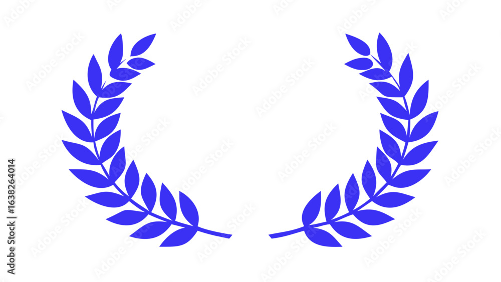 Obraz premium Blue laurel wreath vector graphic design element for victory award and achievement decoration illustration