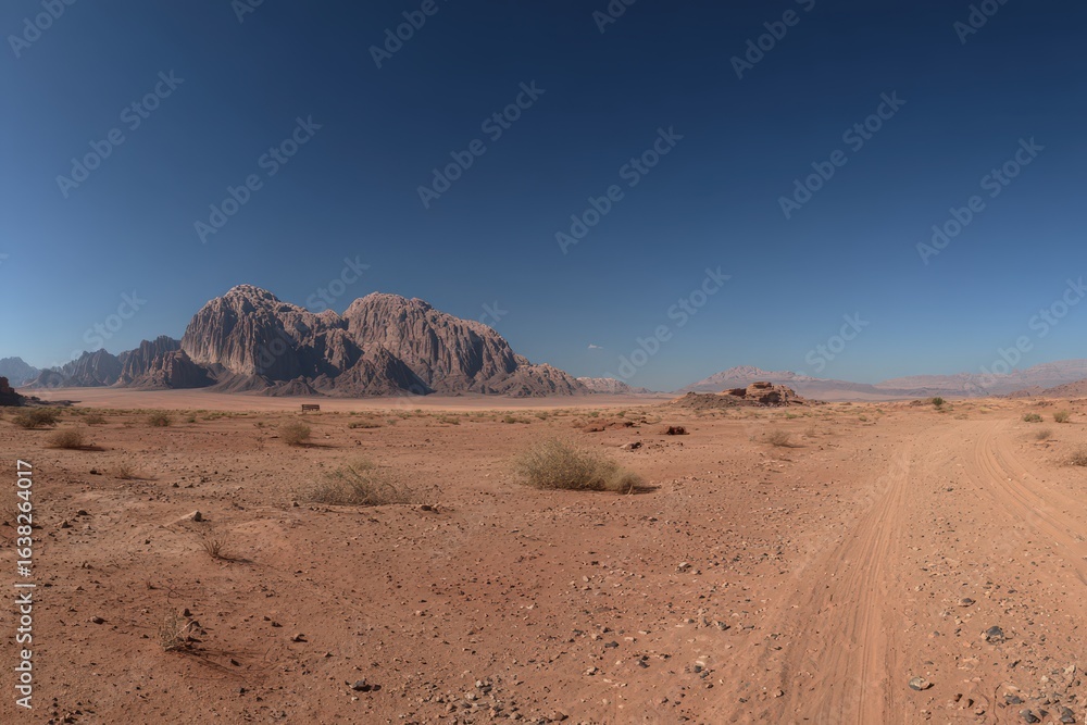 Fototapeta premium Desert Landscape Panorama With Rocky Mountains