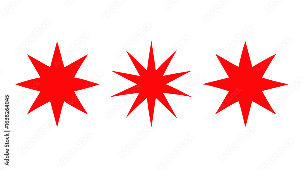 Naklejka premium Red stars chicago flag eight pointed star design illustration graphic symbol patriotism municipal emblem design
