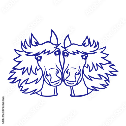 2 horses Team Pony Foal Couple Comic Friends Love
