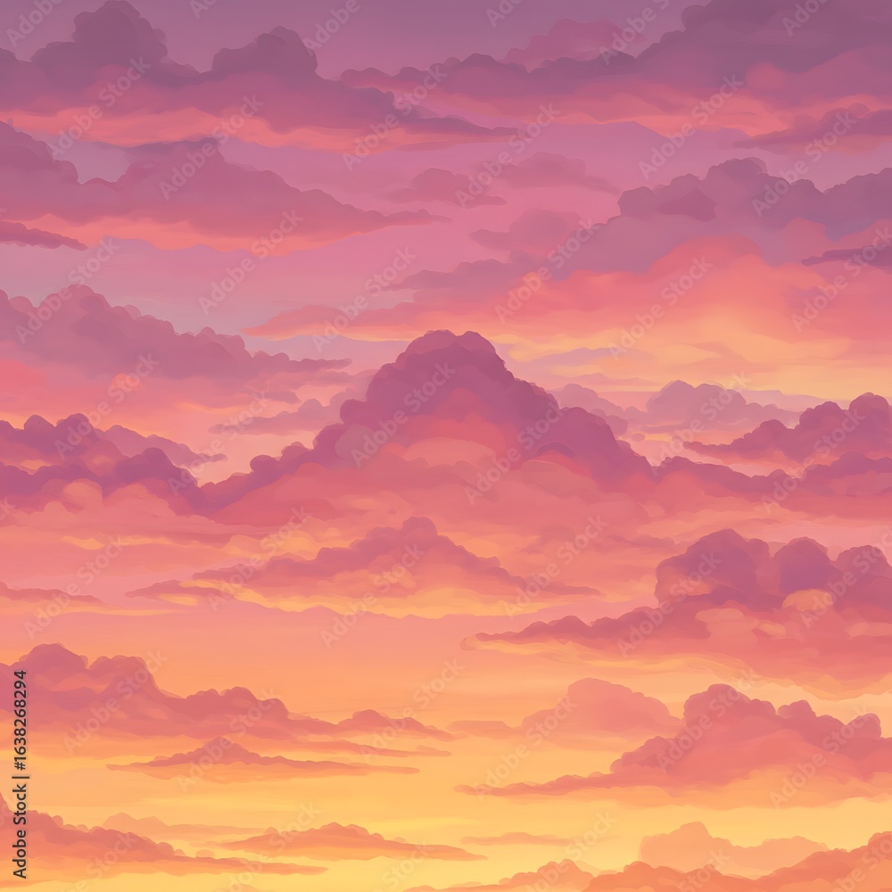Obraz premium Sunset Cloudscape Pastel Hues of Evening Sky
