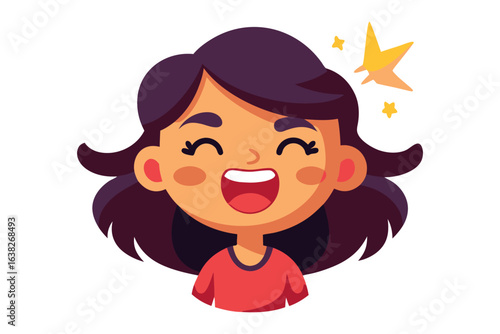 Joyful Character Illustration: A radiant character with a bright smile, exudes happiness and positivity, creating a fun and cheerful atmosphere.