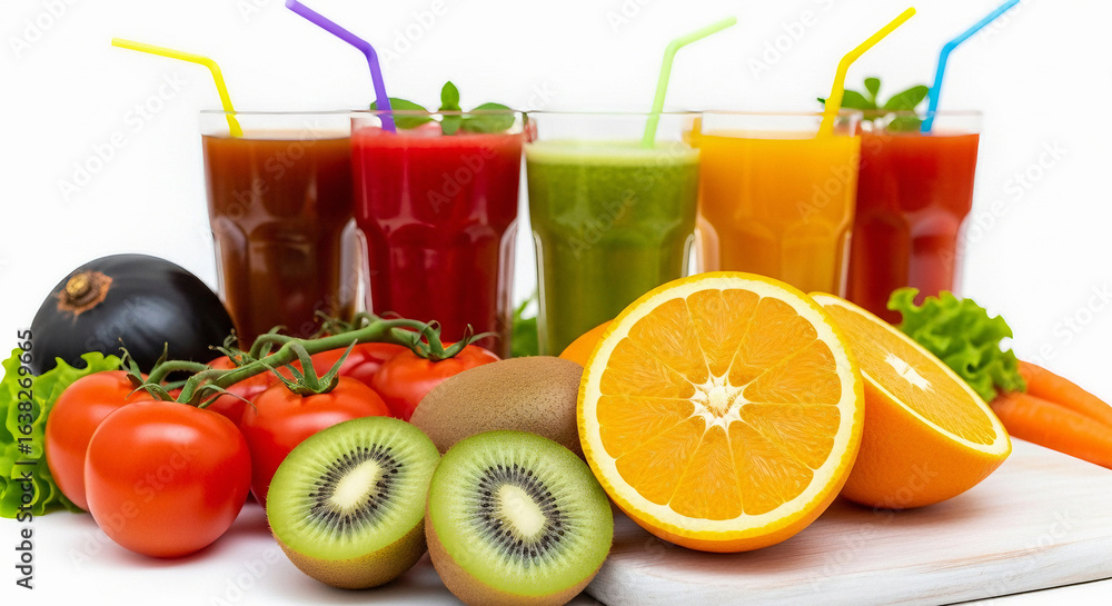 Fototapeta premium juice and fruits