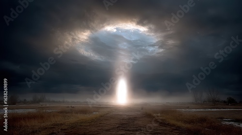 Wallpaper Mural Ethereal Portal in the Sky Illuminating a Dark Landscape Torontodigital.ca