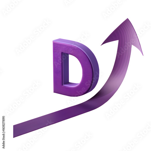A stylized 3D capital letter 'D' in shades of Busingee Growing Graph