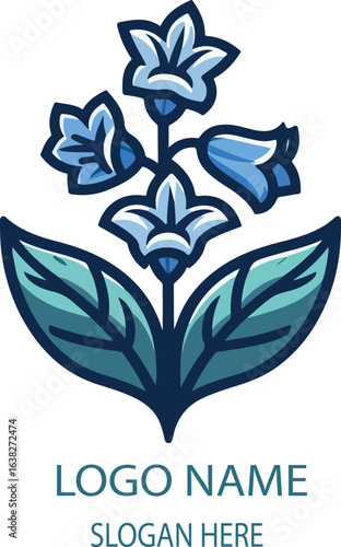 Virginia bluebells logo icon vector white background .