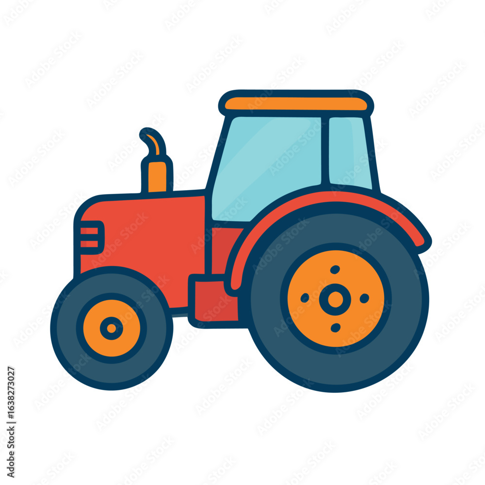 Obraz premium Tractor Farm Vehicle Agricultural Machinery Vector Illustration Isolated on White