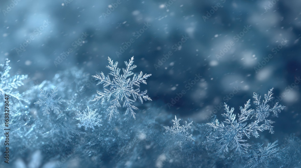 Soft Blue Snowflake Texture on Winter Background Soft Blue Snowflake Texture on Winter Background