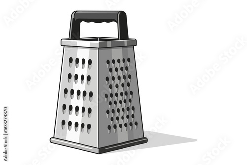 Culinary Grater: An illustration of a grater standing, perfectly suited for the culinary arts. The grater ready to make something delicious.