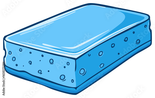 Blue Rectangular Sponge Illustration Cleaning Product Graphic