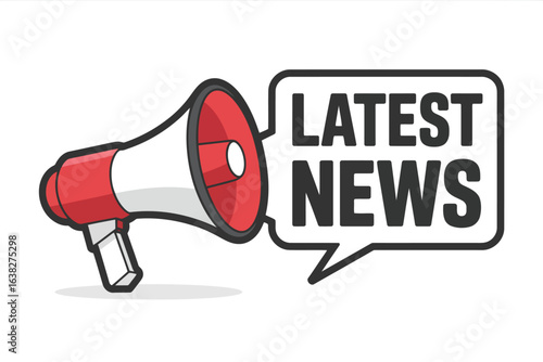 Announcement megaphone with latest news speech bubble vector