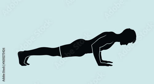 Man in PushUp Position Silhouette.