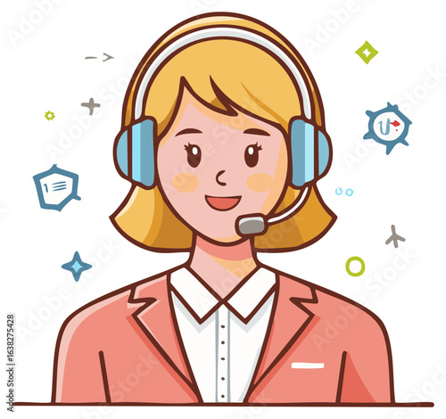 Smiling female customer service representative with headset