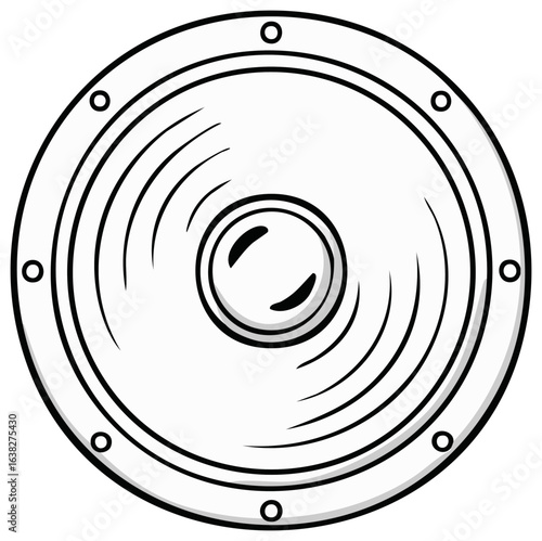 Speaker illustration, audio equipment, loud music device, subwoofer, woofer, diaphragm vector