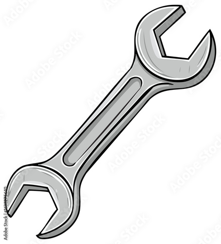 Cartoon Style Silver Wrench Illustration for Industrial and Repair Themes