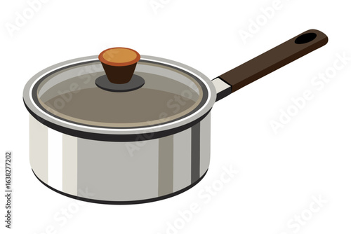 Kitchen Essential: A stainless steel saucepan, meticulously crafted for culinary excellence, complete with a glass lid and a heat-resistant handle. 