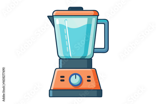 Vibrant Blender Illustration: A modern blender, filled with refreshing liquid, sits ready for use, symbolizing the freshness and efficiency of kitchen technology.